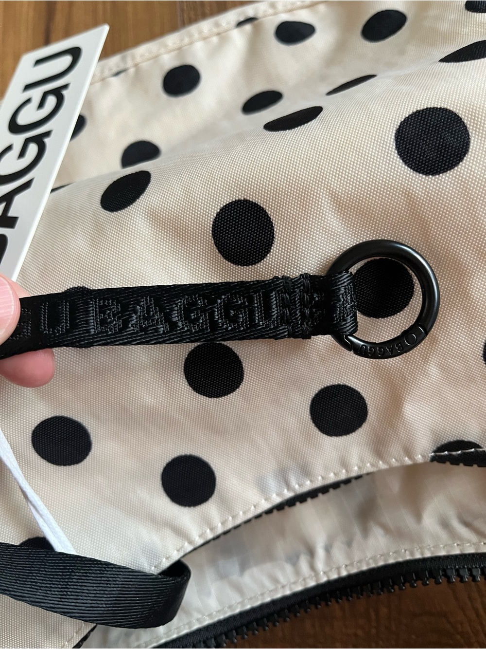 BAGGU Polka Dot Crossbody Bag in Black and Cream - Picture 7 of 9